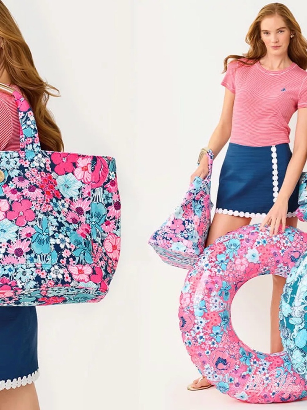 🎉Lilly Pulitzer Set, Jumbo Mercator Tote, 2 Of Pool Floats, 2 Pool Pouch - Picture 10 of 10